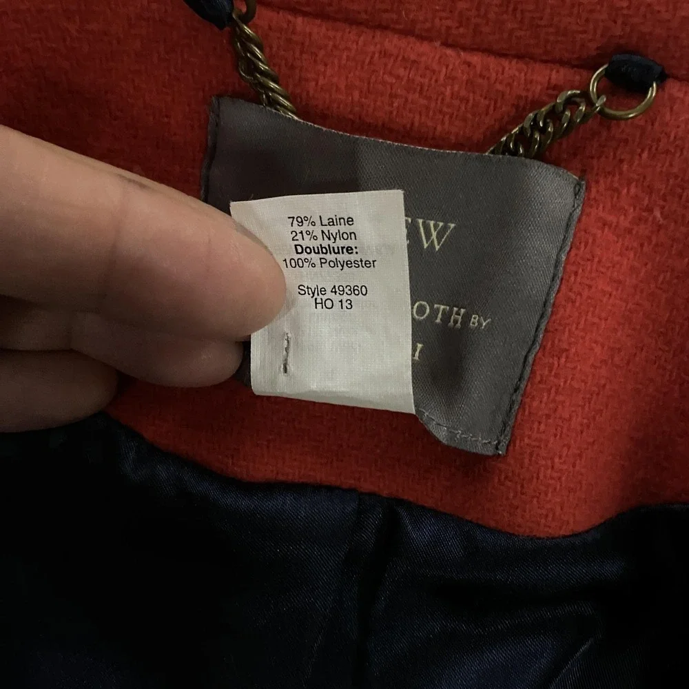 J Crew Coat Womens 4 Orange Stadium Cloth‎ Peacoat Nello Gori Gold Buttons